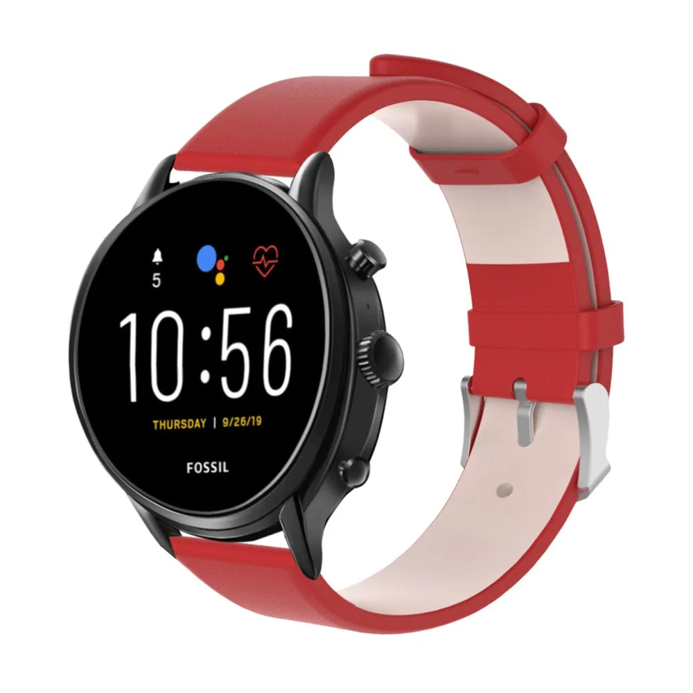 Genuine Leather Smart Watch Strap Replacement for Fossil Gen 5 - Red - 4
