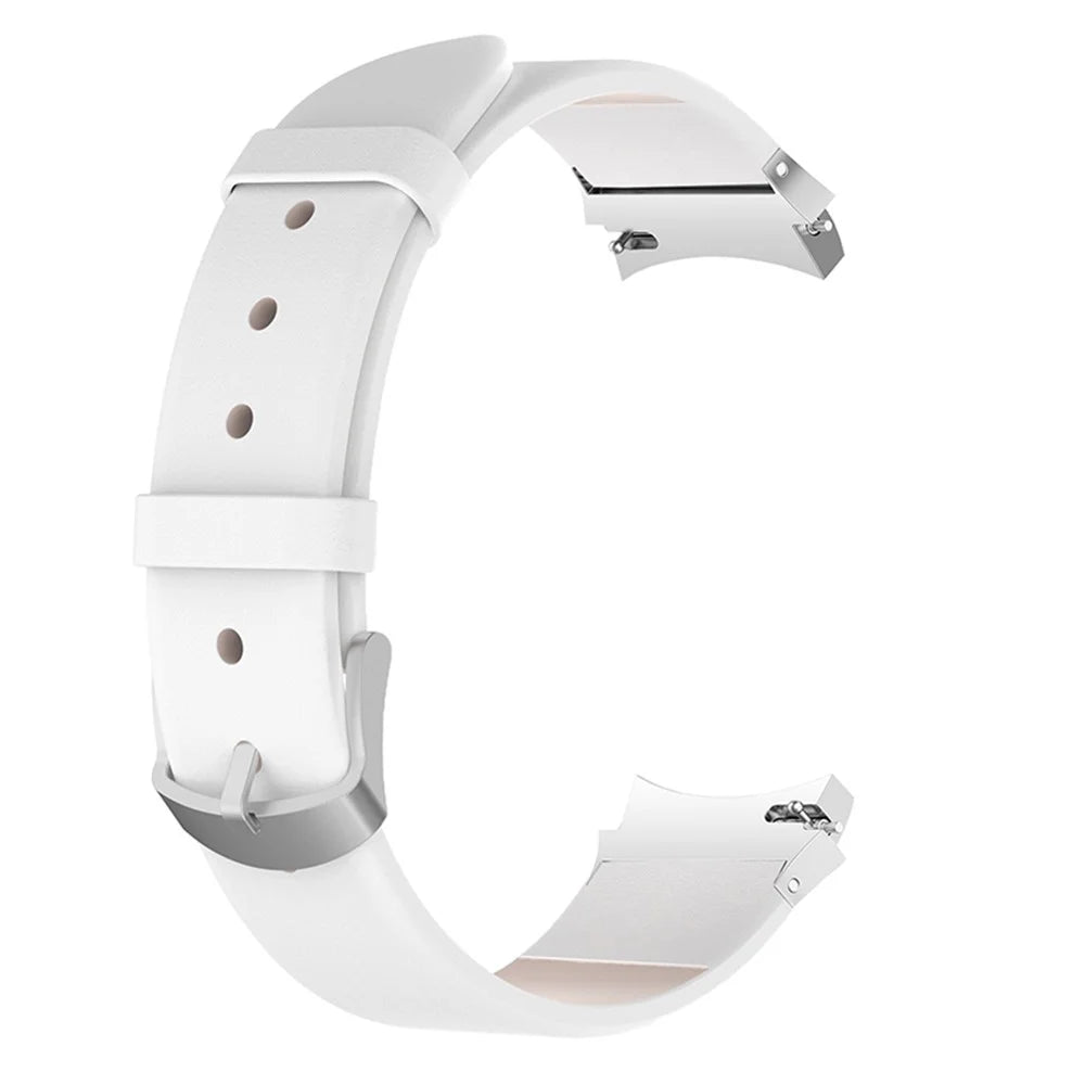 20mm Genuine Leather Watch Strap Business Replacement Band for Samsung Galaxy Watch6 40mm 44mm / Watch6 Classic 43mm 47mm / Watch 5 40mm 44mm / 5 Pro 45mm / Watch4 40mm 44mm - White - 1