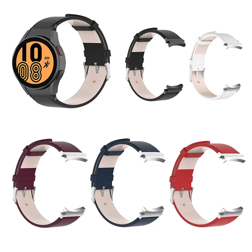 20mm Genuine Leather Watch Strap Business Replacement Band for Samsung Galaxy Watch6 40mm 44mm / Watch6 Classic 43mm 47mm / Watch 5 40mm 44mm / 5 Pro 45mm / Watch4 40mm 44mm - White - 7