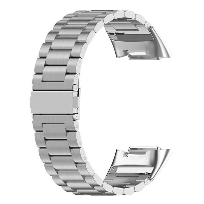 3 Beads Metal Wrist Strap Replacement Smart Watch Band for Fitbit Charge 5 - Silver - 3