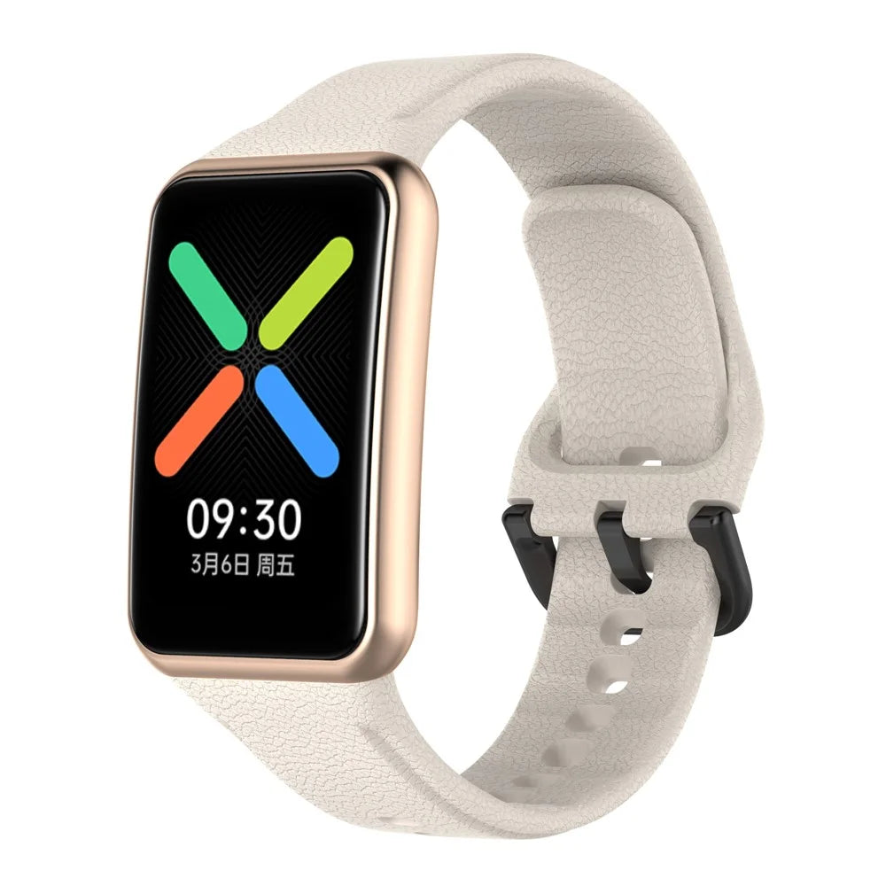 Textured Silicone Watch Strap Replacement for Oppo Watch Free - Gold - 4