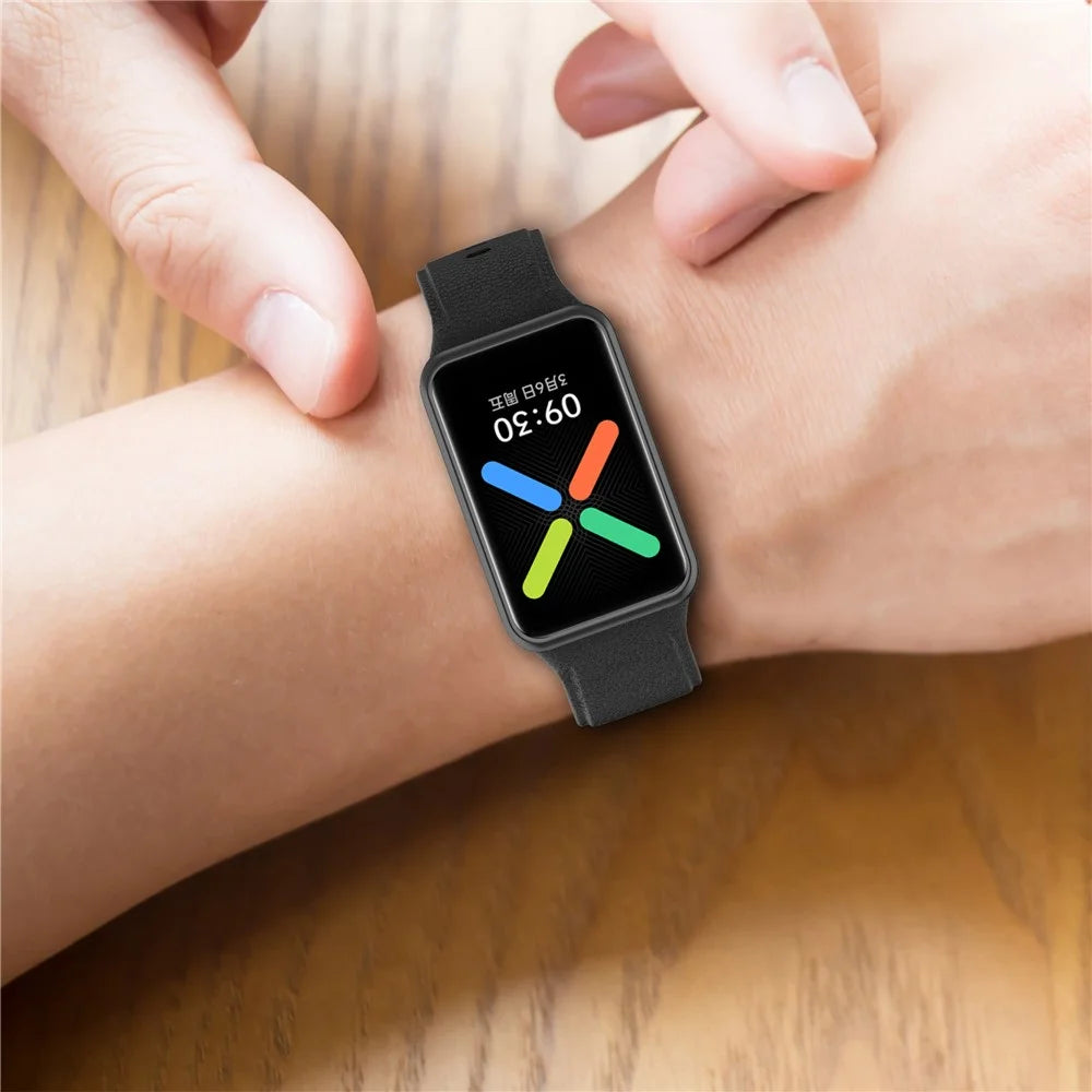 Textured Silicone Watch Strap Replacement for Oppo Watch Free - Gold - 6