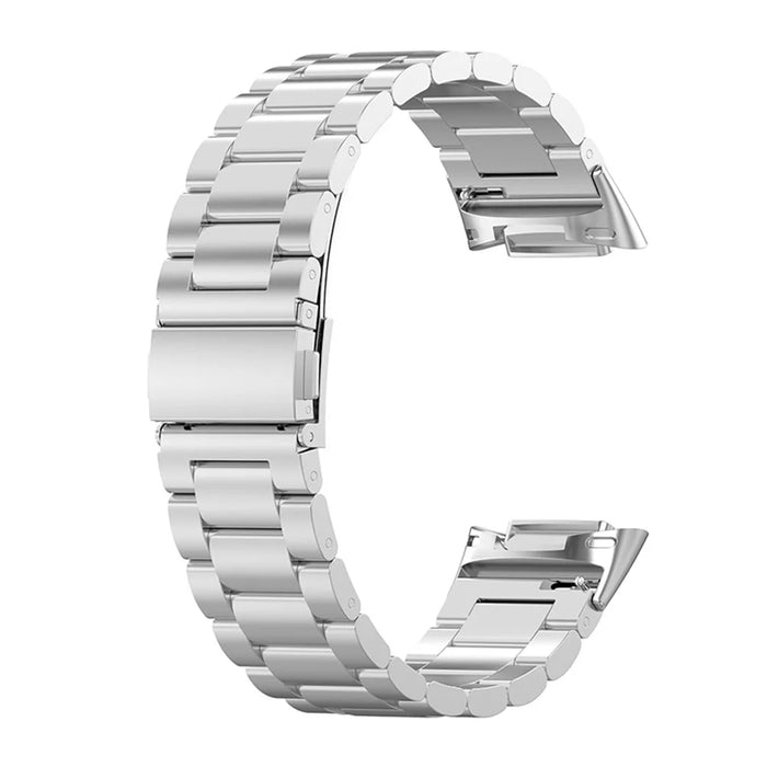 3 Beads Stainless Steel Smart Watch Strap Metal Wristband Replacement for Fitbit Charge 6 / 5 - Silver - 2