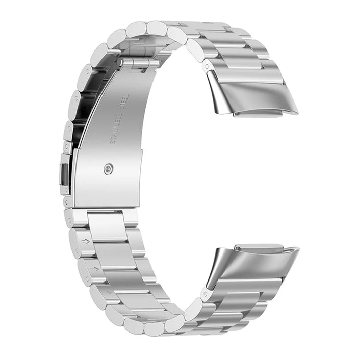 3 Beads Stainless Steel Smart Watch Strap Metal Wristband Replacement for Fitbit Charge 6 / 5 - Silver - 4