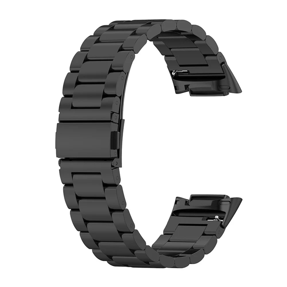 Stylish 3-Bead Stainless Steel Wrist Strap Replacement Smart Watch Band for Fitbit Charge 6 / 5 - Black - 1