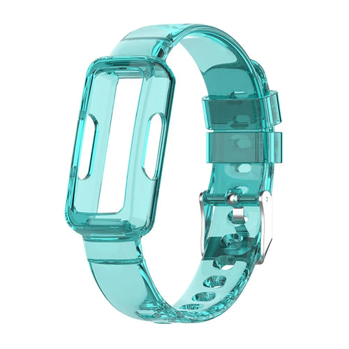 Transparent TPU Watch Case Protector + Adjustable Watch Band for Fitbit Luxe/Inspire HR/Ace 2 3 - Transparent Blue - 1