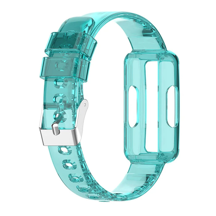 Transparent TPU Watch Case Protector + Adjustable Watch Band for Fitbit Luxe/Inspire HR/Ace 2 3 - Transparent Blue - 2