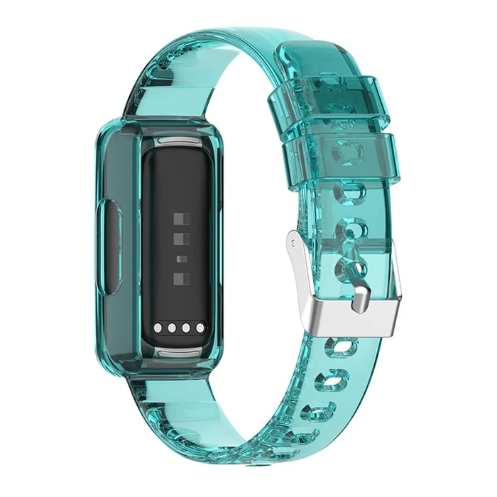Transparent TPU Watch Case Protector + Adjustable Watch Band for Fitbit Luxe/Inspire HR/Ace 2 3 - Transparent Blue - 4