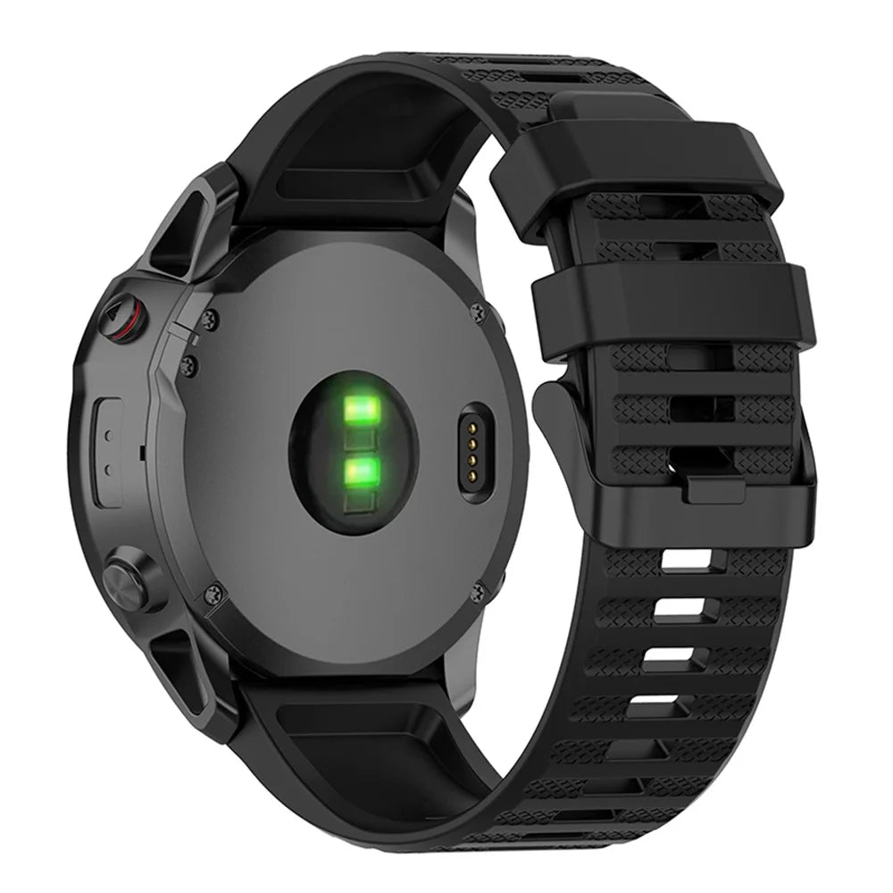 22mm Solid Color Silicone Watch Strap Wrist Band for Garmin Forerunner 570 47mm / Fenix 3 5 6 7 / Descent G1 / Forerunner 935 / 945 / 955 - Black - 1