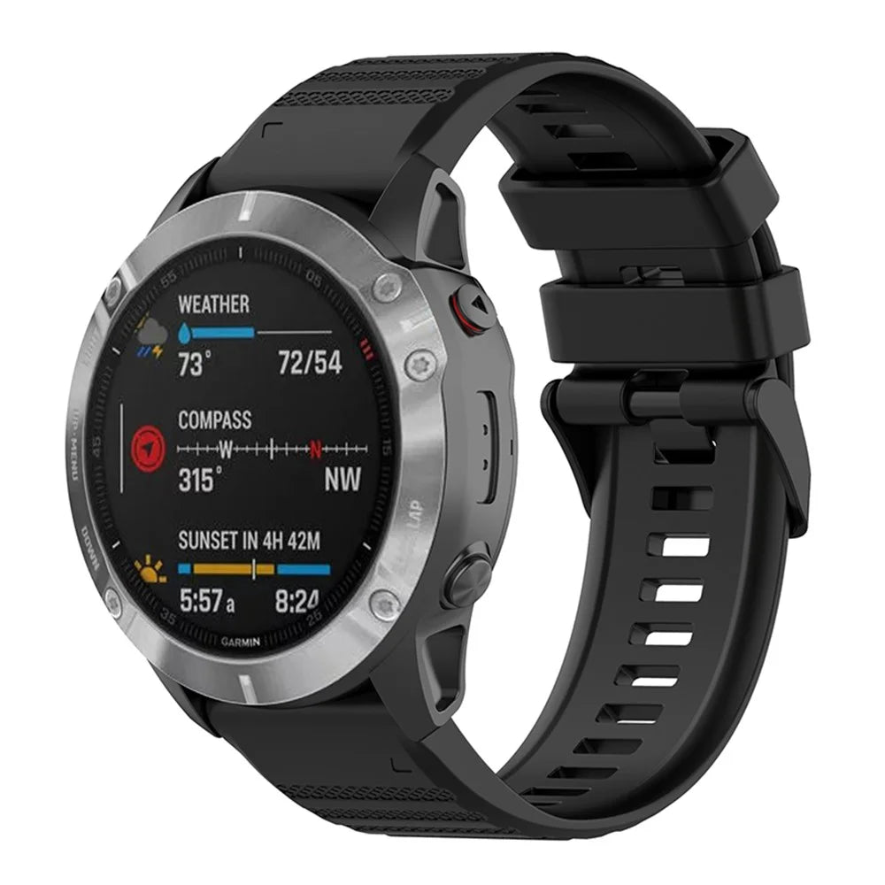 22mm Solid Color Silicone Watch Strap Wrist Band for Garmin Forerunner 570 47mm / Fenix 3 5 6 7 / Descent G1 / Forerunner 935 / 945 / 955 - Black - 2