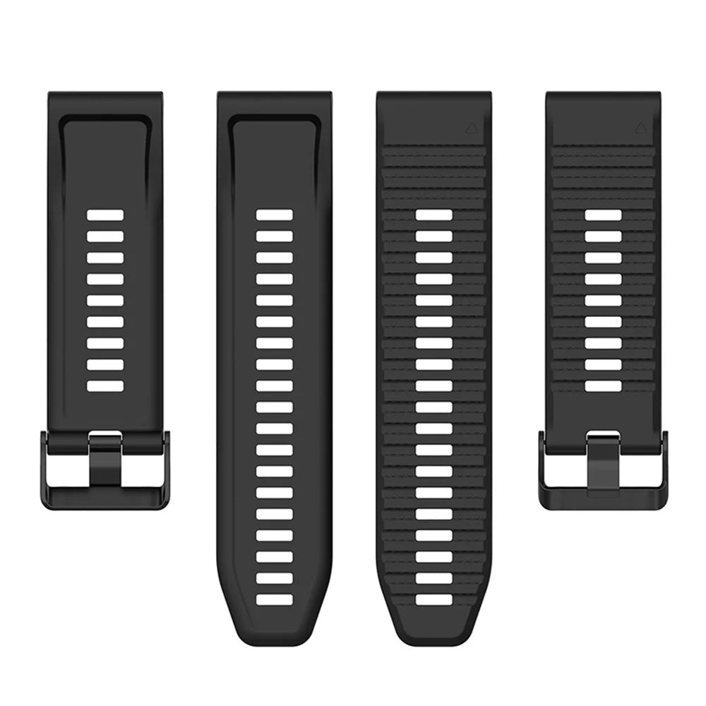 22mm Solid Color Silicone Watch Strap Wrist Band for Garmin Forerunner 570 47mm / Fenix 3 5 6 7 / Descent G1 / Forerunner 935 / 945 / 955 - Black - 4