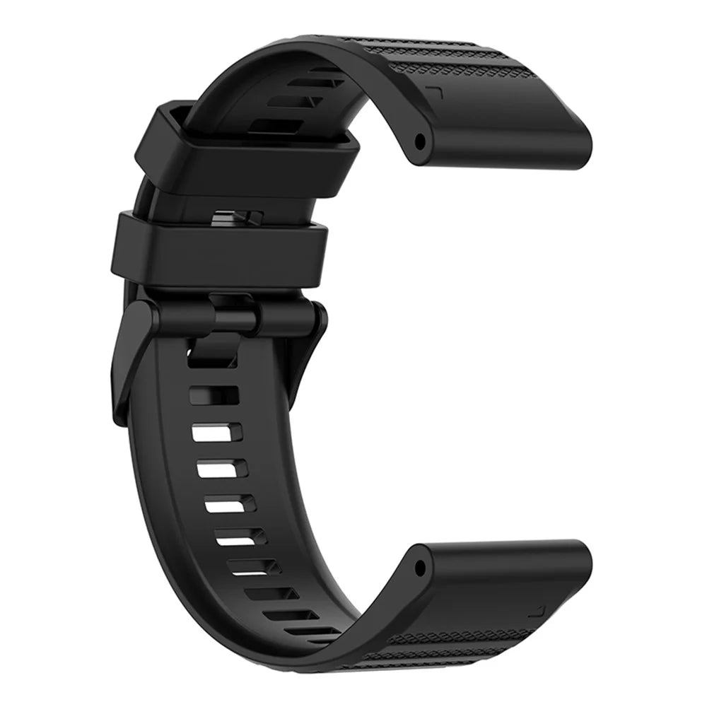 22mm Solid Color Silicone Watch Strap Wrist Band for Garmin Forerunner 570 47mm / Fenix 3 5 6 7 / Descent G1 / Forerunner 935 / 945 / 955 - Black - 5