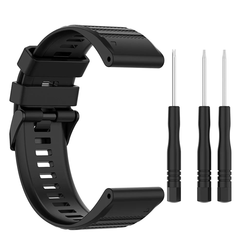 22mm Solid Color Silicone Watch Strap Wrist Band for Garmin Forerunner 570 47mm / Fenix 3 5 6 7 / Descent G1 / Forerunner 935 / 945 / 955 - Black - 6