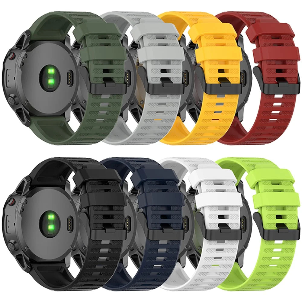 22mm Solid Color Silicone Watch Strap Wrist Band for Garmin Forerunner 570 47mm / Fenix 3 5 6 7 / Descent G1 / Forerunner 935 / 945 / 955 - Black - 7