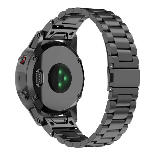 For Garmin Fenix 8 / E 47mm / 7 / 6 GPS / 5 Stainless Steel Watch Strap 22mm Quick Release Watchband with Folding Clasp - Black - 1