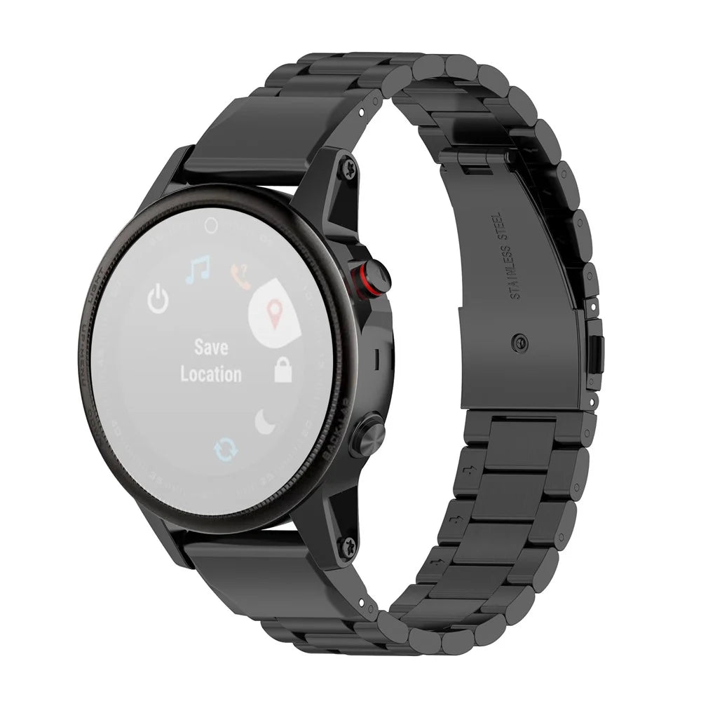 For Garmin Fenix 8 / E 47mm / 7 / 6 GPS / 5 Stainless Steel Watch Strap 22mm Quick Release Watchband with Folding Clasp - Black - 2