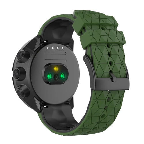 For Suunto9/Baro/Suunto7/D5 Soft Silicone Watch Strap Replacement 24mm Wristband with Football Texture - Army Green - 1