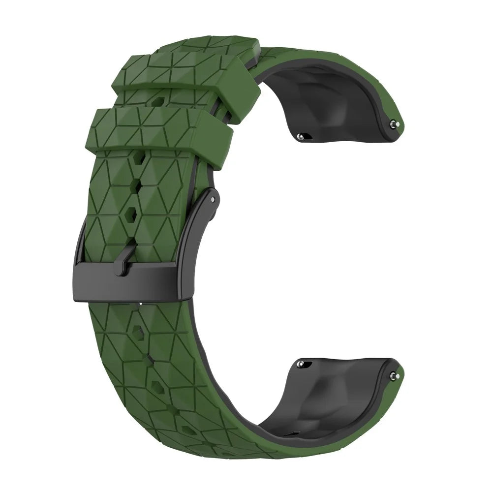 For Suunto9/Baro/Suunto7/D5 Soft Silicone Watch Strap Replacement 24mm Wristband with Football Texture - Army Green - 3