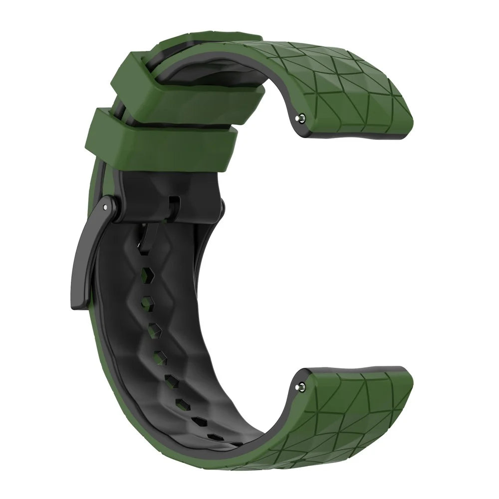 For Suunto9/Baro/Suunto7/D5 Soft Silicone Watch Strap Replacement 24mm Wristband with Football Texture - Army Green - 4