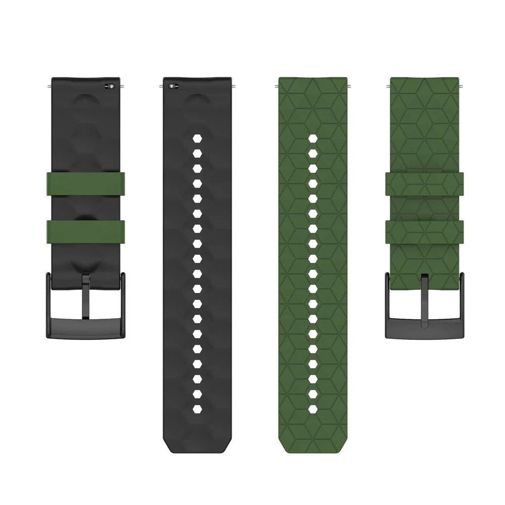 For Suunto9/Baro/Suunto7/D5 Soft Silicone Watch Strap Replacement 24mm Wristband with Football Texture - Army Green - 5