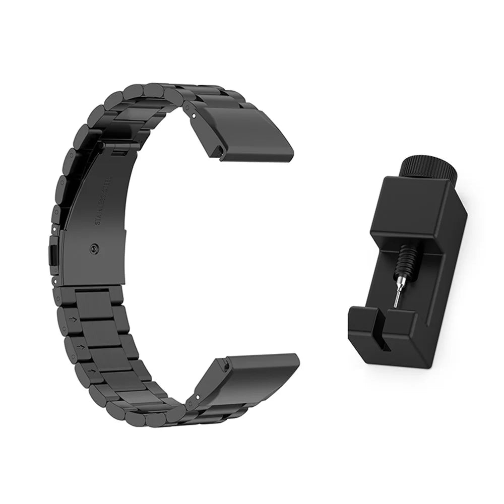 For Garmin Fenix 7S/6S/6S Pro/5S/5S Plus 20mm Stainless Steel Watch Strap Quick Release Replacement Watch Band with Folding Clasp - Black - 7