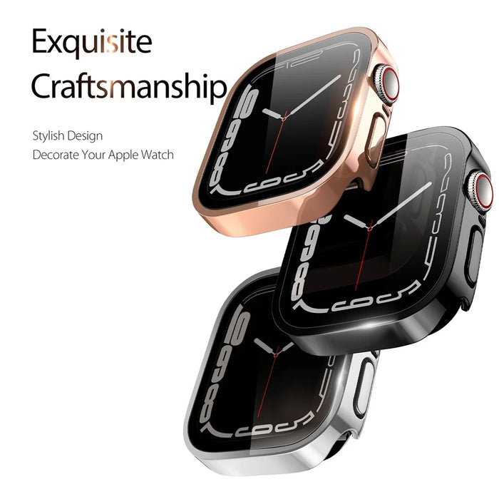 DUX DUCIS Electroplated Hard PC Case for Apple Watch Series 9 / 8 / 7 41mm, Anti-Scratch Smart Watch Protective Case with Screen Protector - Silver - 3