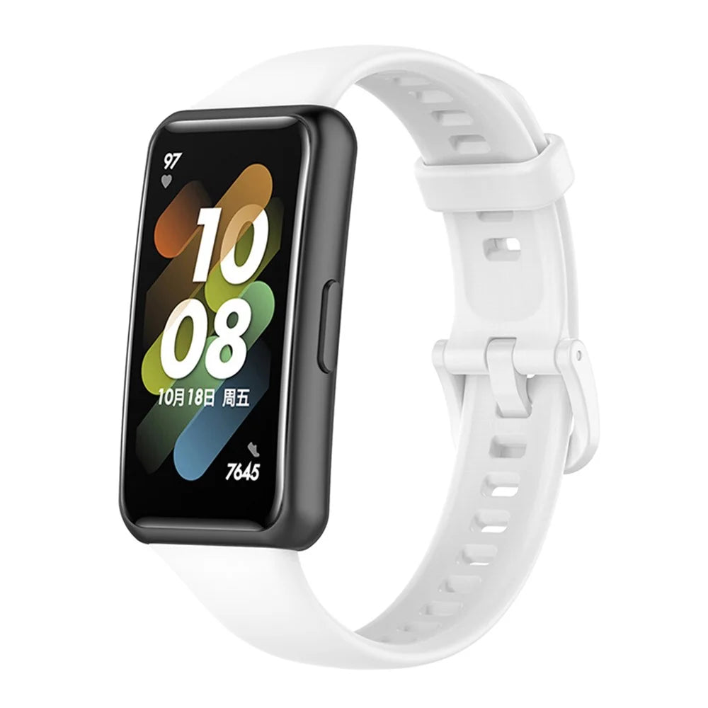 For Huawei Band 7 Anti-scratch Soft Silicone Watch Band Replacement Wrist Strap - White - 1