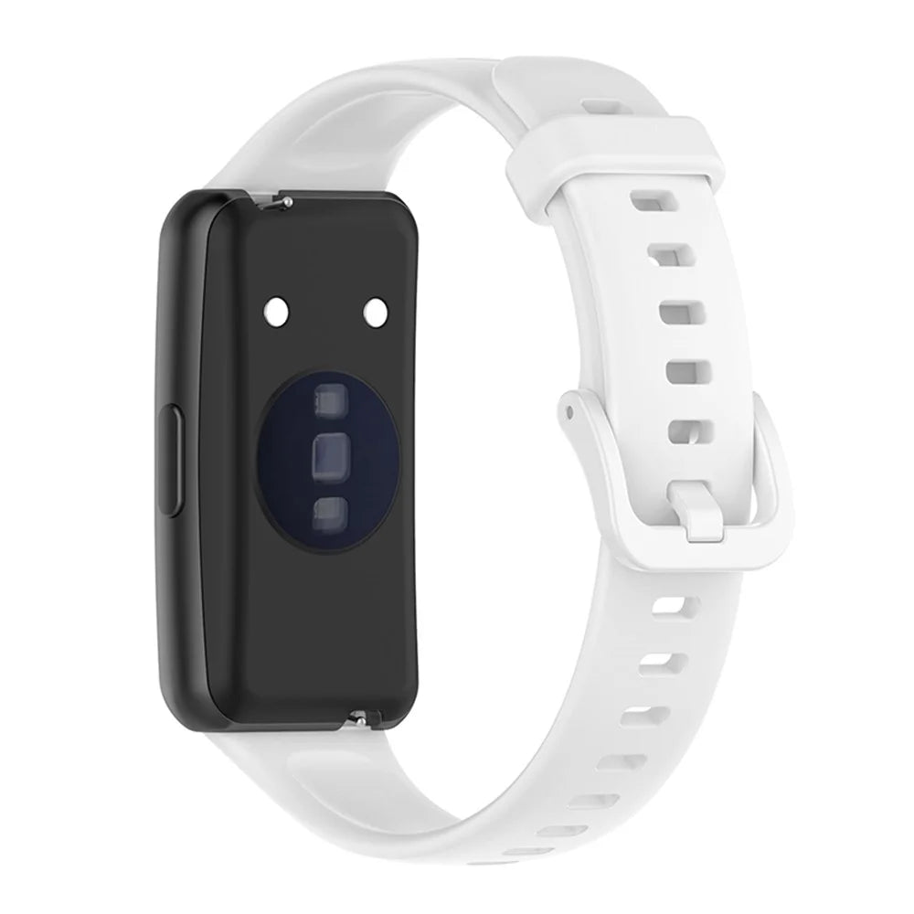 For Huawei Band 7 Anti-scratch Soft Silicone Watch Band Replacement Wrist Strap - White - 2