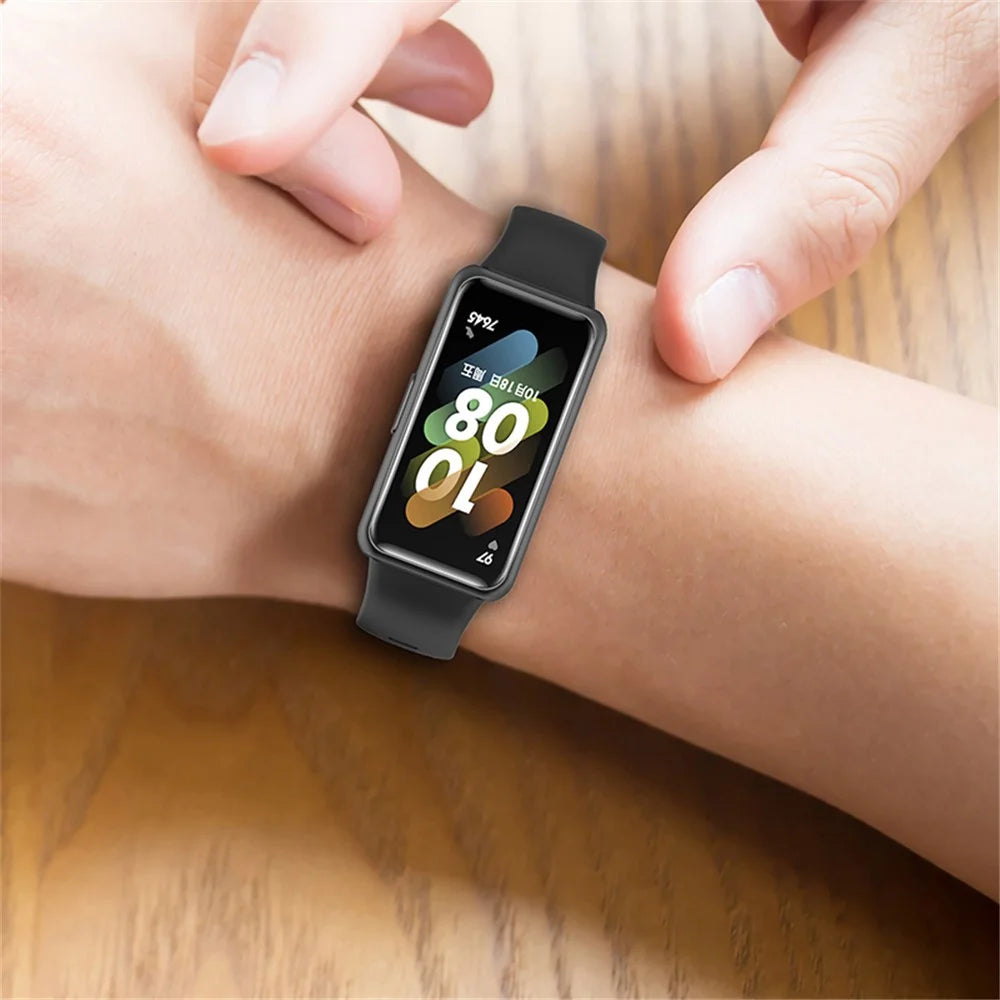 For Huawei Band 7 Anti-scratch Soft Silicone Watch Band Replacement Wrist Strap - White - 7