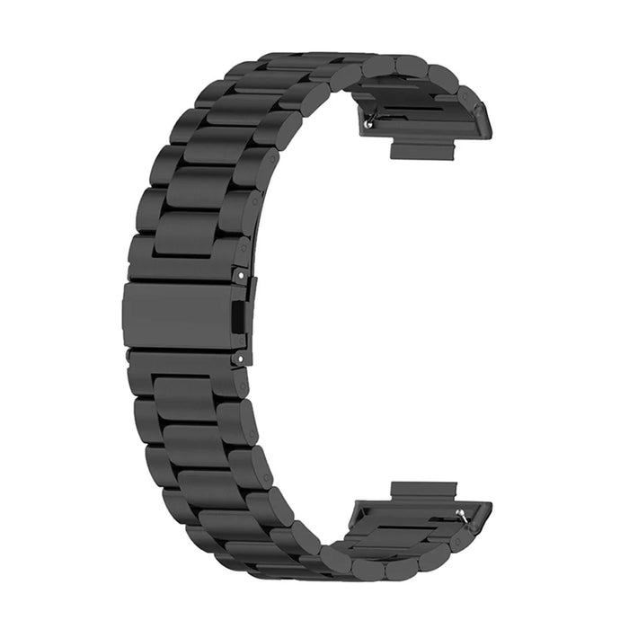Stainless Steel Watch Strap for Huawei Watch Fit 2, Folding Buckle Three Beads Replacement Wrist Band - Black - 4