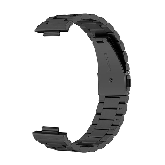Stainless Steel Watch Strap for Huawei Watch Fit 2, Folding Buckle Three Beads Replacement Wrist Band - Black - 5