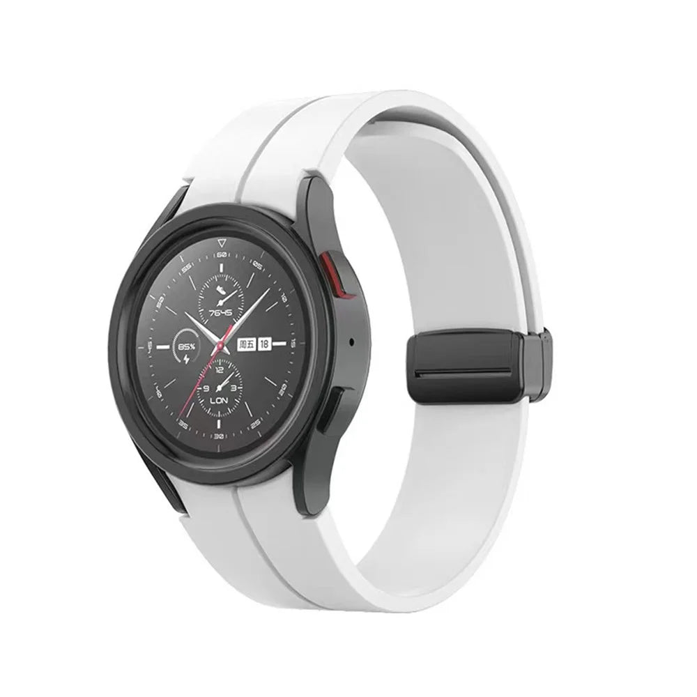 For Samsung Galaxy Watch6 40mm / 44mm / Watch6 Classic 43mm /  47mm / Watch 5 40mm / 44mm / Watch 5 Pro 45mm Silicone Watch Band Replacement Folding Buckle Wrist Strap - White - 2