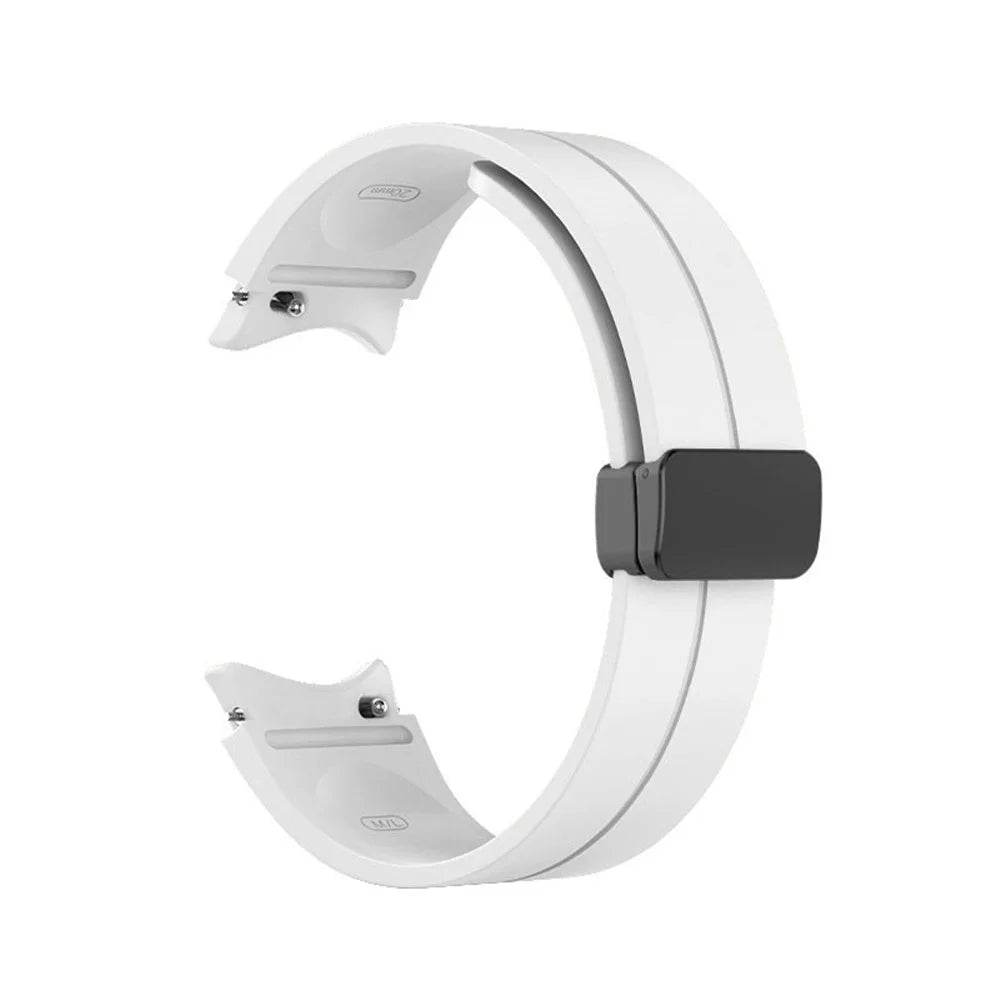 For Samsung Galaxy Watch6 40mm / 44mm / Watch6 Classic 43mm /  47mm / Watch 5 40mm / 44mm / Watch 5 Pro 45mm Silicone Watch Band Replacement Folding Buckle Wrist Strap - White - 3