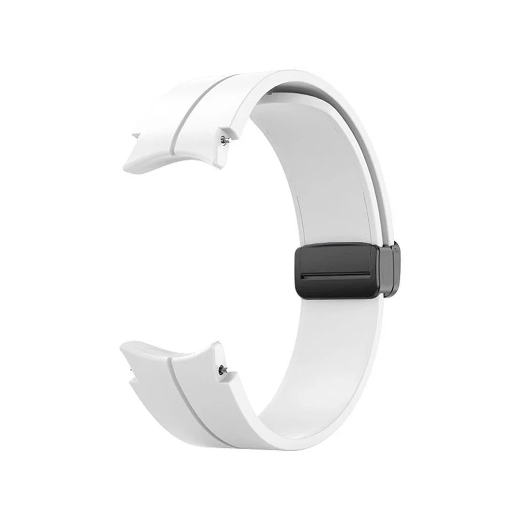 For Samsung Galaxy Watch6 40mm / 44mm / Watch6 Classic 43mm /  47mm / Watch 5 40mm / 44mm / Watch 5 Pro 45mm Silicone Watch Band Replacement Folding Buckle Wrist Strap - White - 5