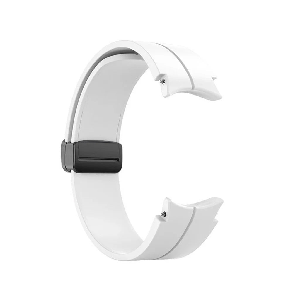 For Samsung Galaxy Watch6 40mm / 44mm / Watch6 Classic 43mm /  47mm / Watch 5 40mm / 44mm / Watch 5 Pro 45mm Silicone Watch Band Replacement Folding Buckle Wrist Strap - White - 6