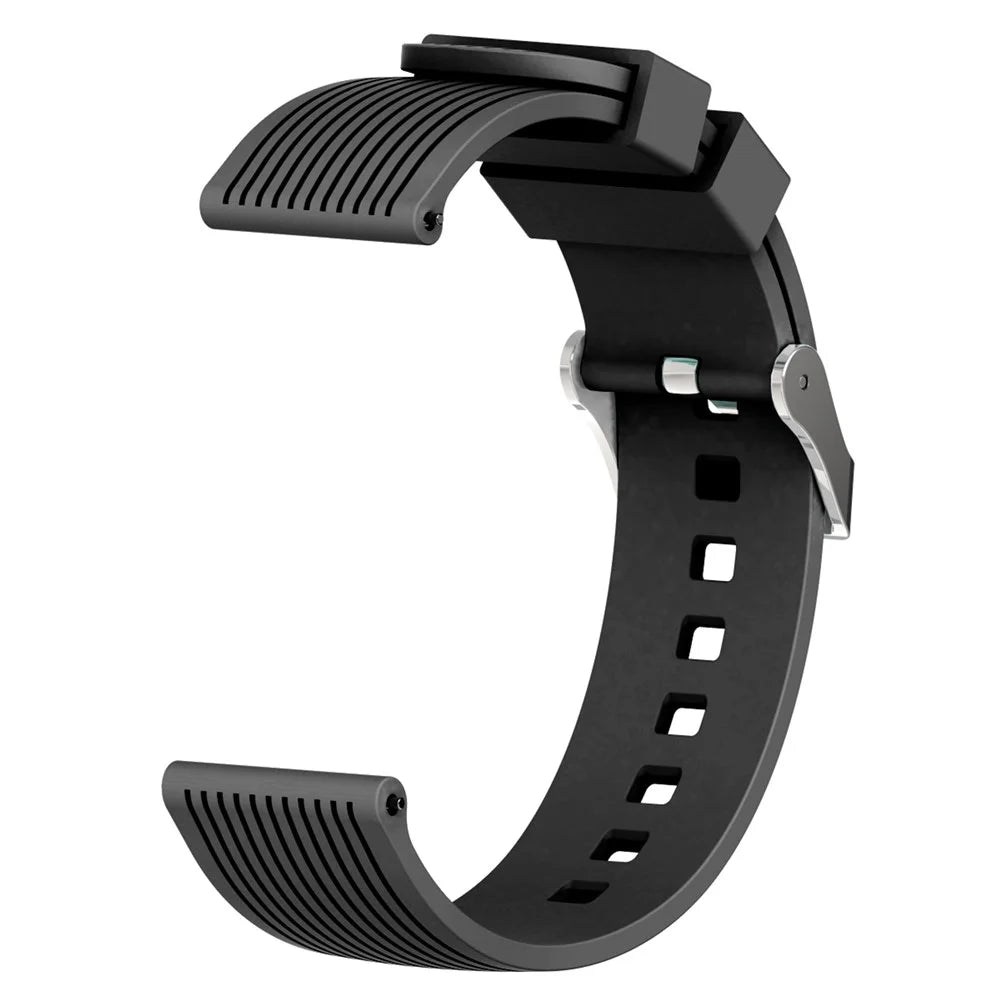 For Samsung Galaxy Watch 5 40mm / 44mm / Watch 5 Pro 45mm Watch Band Replacement 20mm Lines Soft Silicone Wrist Strap - Black - 1