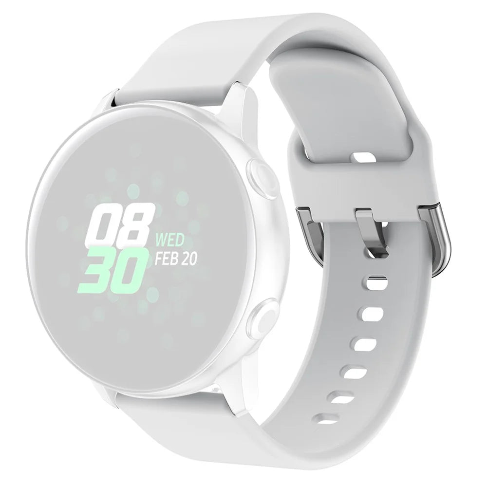 For Samsung Galaxy Watch6 40mm 44mm / Watch6 Classic 43mm 47mm / Watch 5 40mm 44mm / 5 Pro 45mm / Watch4 40mm 44mm Square Buckle Design Silicone Watch Band Wrist Strap - White - 1