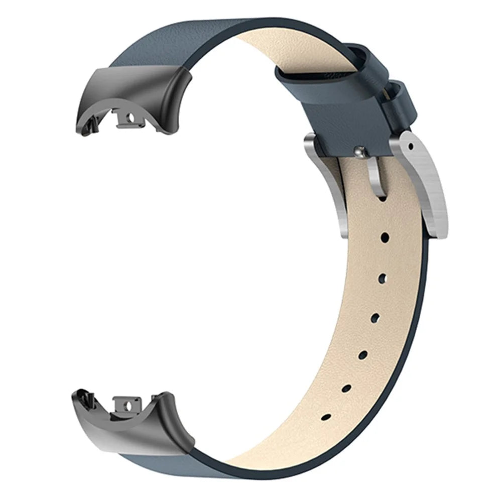 For Xiaomi Smart Band 9 NFC / Band 9 / Band 8 NFC / Band 8 Watch Band Genuine Cow Leather Replacement Straps - Midnight Blue - 2