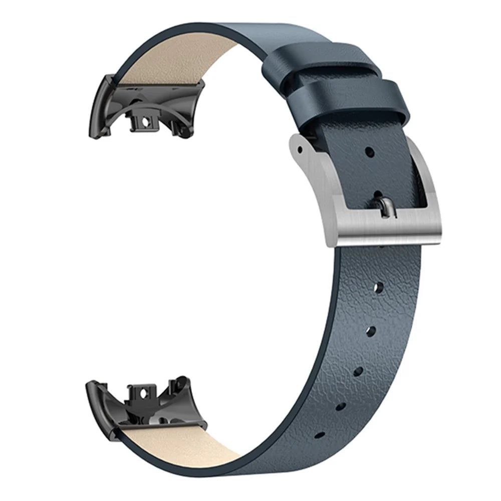 For Xiaomi Smart Band 9 NFC / Band 9 / Band 8 NFC / Band 8 Watch Band Genuine Cow Leather Replacement Straps - Midnight Blue - 3