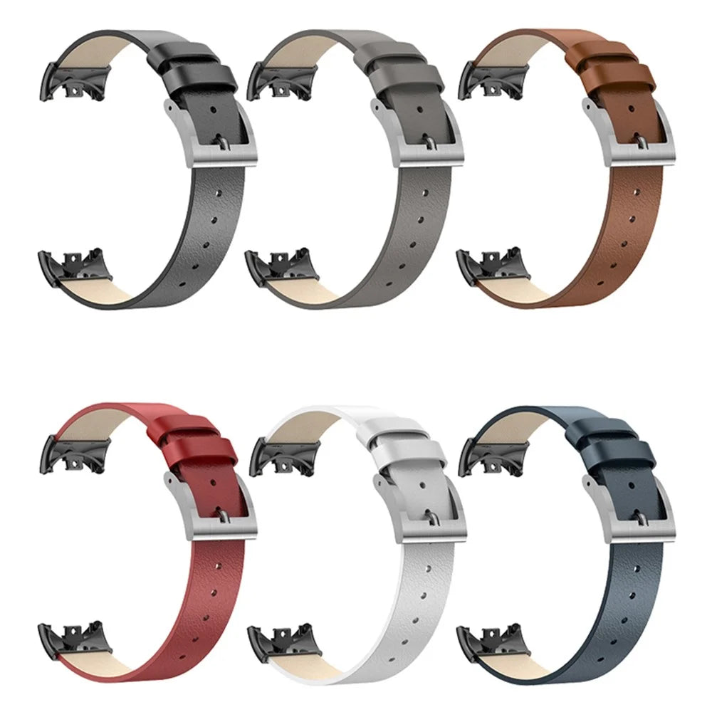 For Xiaomi Smart Band 9 NFC / Band 9 / Band 8 NFC / Band 8 Watch Band Genuine Cow Leather Replacement Straps - Midnight Blue - 5