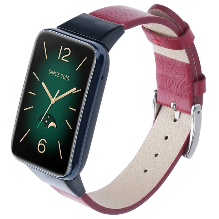 For Xiaomi Mi Band 7 Pro Genuine Cow Leather Watch Strap Adjustable Wristband - Red - 2