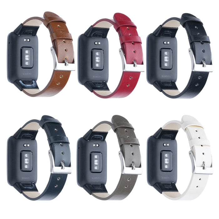 For Xiaomi Mi Band 7 Pro Genuine Cow Leather Watch Strap Adjustable Wristband - Red - 5
