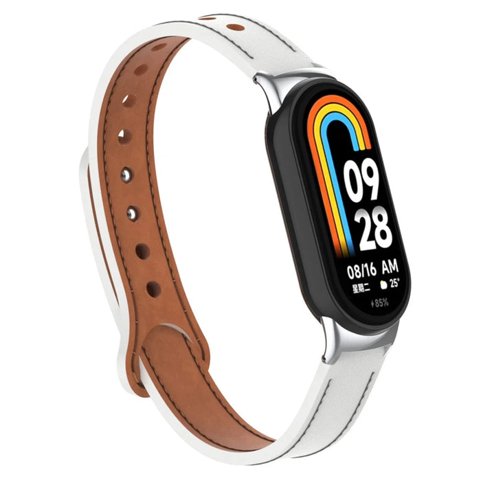 For Xiaomi Smart Band 9 NFC / 9 / 8 NFC / 8 Genuine Cow Leather Watch Band Strap Replacement with Connector - White - 2