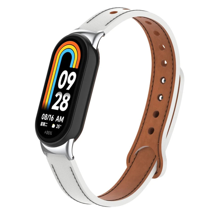 For Xiaomi Smart Band 9 NFC / 9 / 8 NFC / 8 Genuine Cow Leather Watch Band Strap Replacement with Connector - White - 3