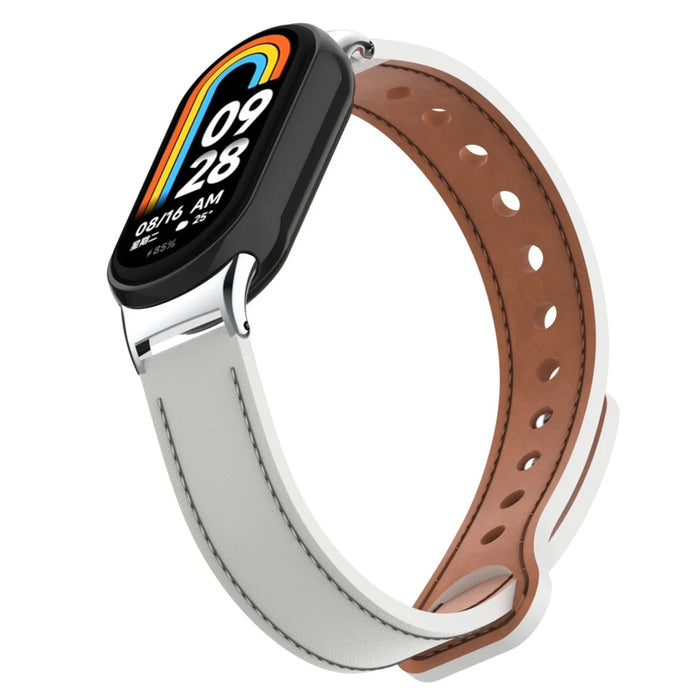 For Xiaomi Smart Band 9 NFC / 9 / 8 NFC / 8 Genuine Cow Leather Watch Band Strap Replacement with Connector - White - 4