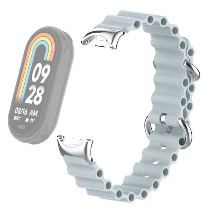 For Xiaomi Smart Band 9 NFC / 9 / 8 NFC / 8 Ocean Band Adjustable Loop Sport Watch Strap with Connector - Grey - 1