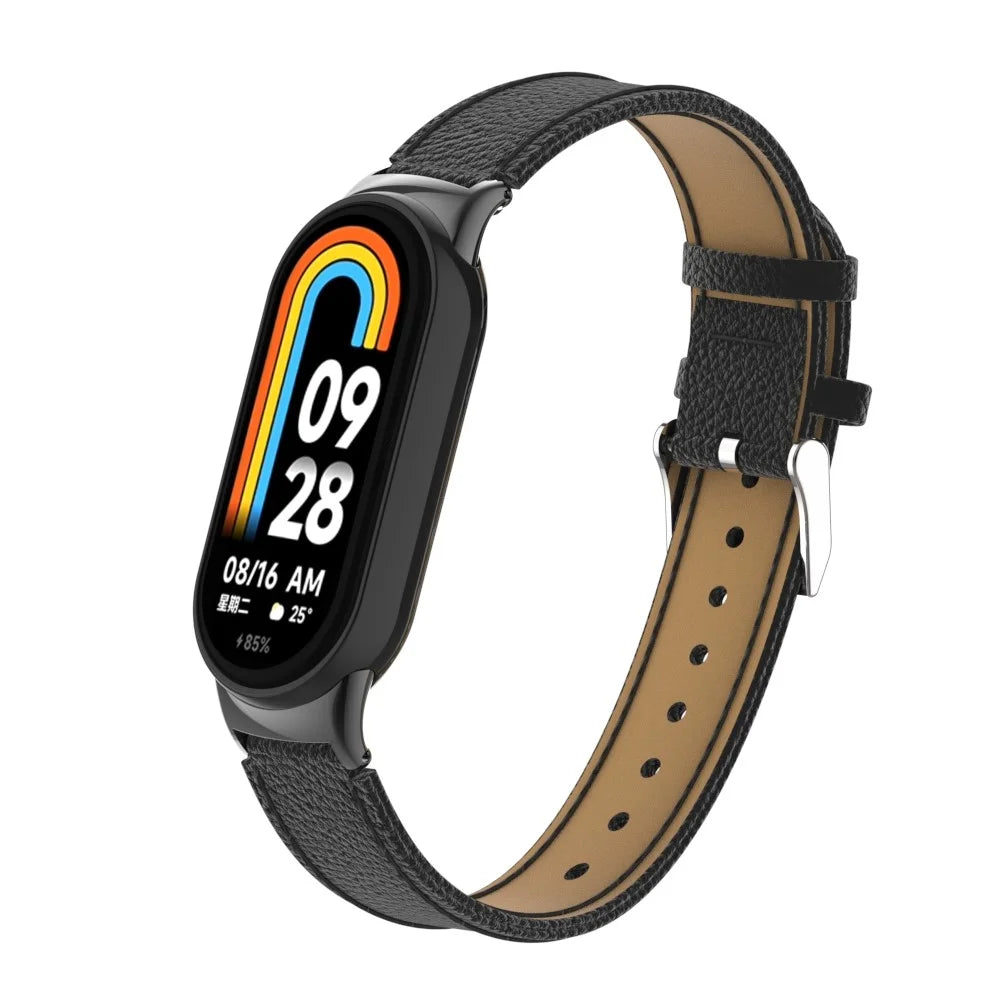 For Xiaomi Smart Band 9 NFC / 9 / 8 NFC / 8 Genuine Cow Leather Watch Band Watch Strap with Connector - Black - 3