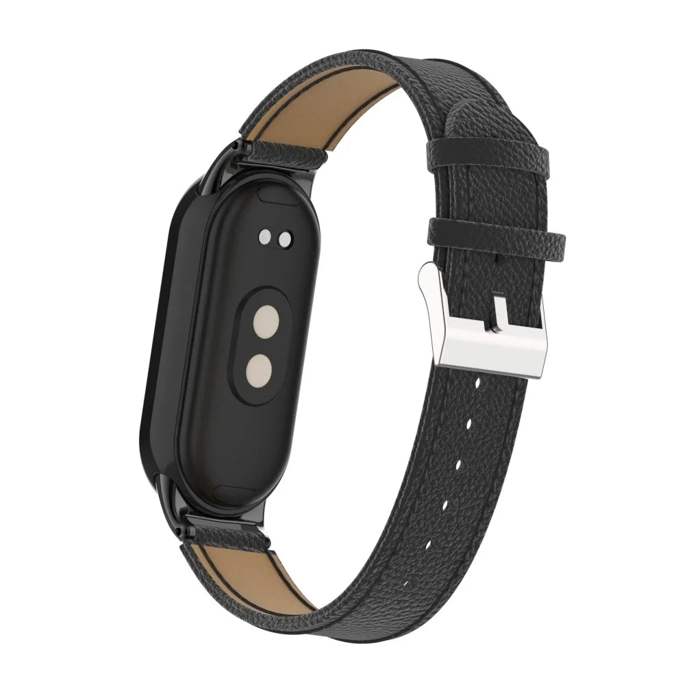 For Xiaomi Smart Band 9 NFC / 9 / 8 NFC / 8 Genuine Cow Leather Watch Band Watch Strap with Connector - Black - 5