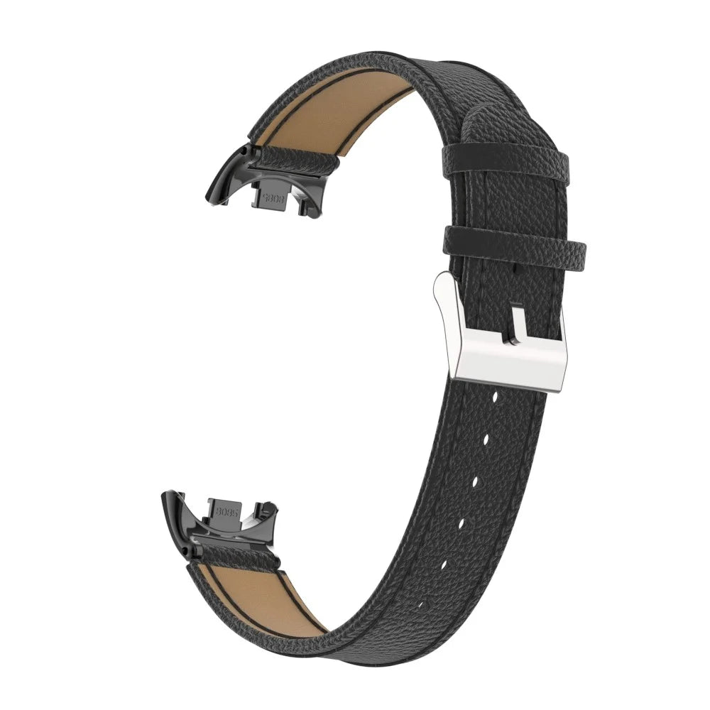 For Xiaomi Smart Band 9 NFC / 9 / 8 NFC / 8 Genuine Cow Leather Watch Band Watch Strap with Connector - Black - 6