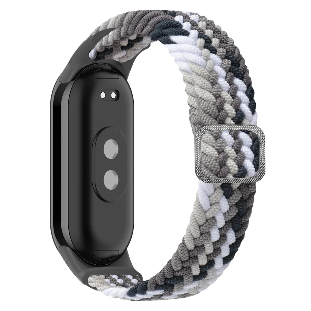 For Xiaomi Smart Band 9 NFC / 9 / 8 NFC / 8 Stretchy Nylon Watch Band Adjustable Braided Sport Strap - Colorful Black - 1